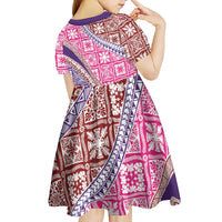 Hawaiian Quilt Pattern Kid Short Sleeve Dress Sweet Color Mixed - Polynesian Pride