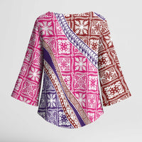 Hawaiian Quilt Pattern Kimono Sleeve Blouse Sweet Color Mixed - Polynesian Pride