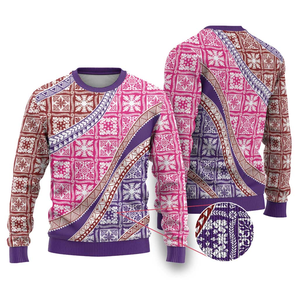 Hawaiian Quilt Pattern Ugly Christmas Sweater Sweet Color Mixed - Polynesian Pride