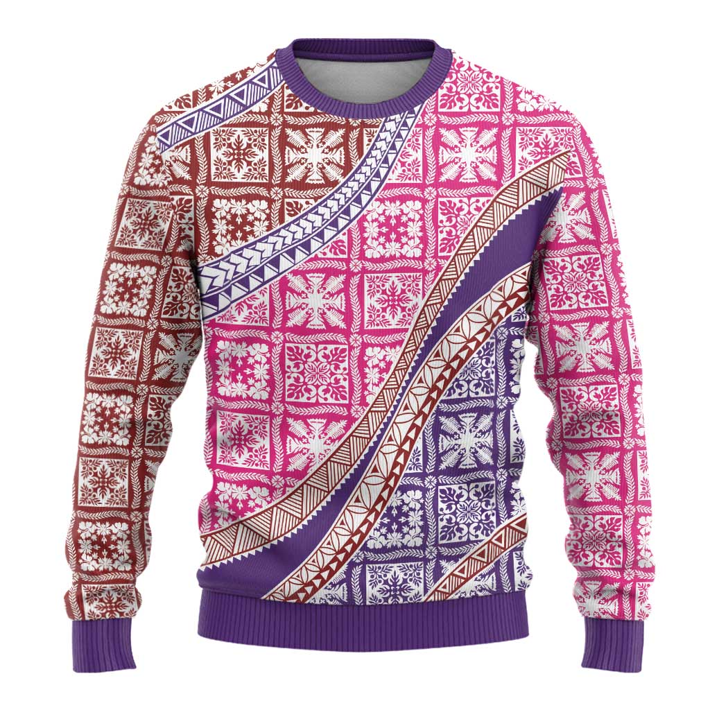 Hawaiian Quilt Pattern Ugly Christmas Sweater Sweet Color Mixed - Polynesian Pride