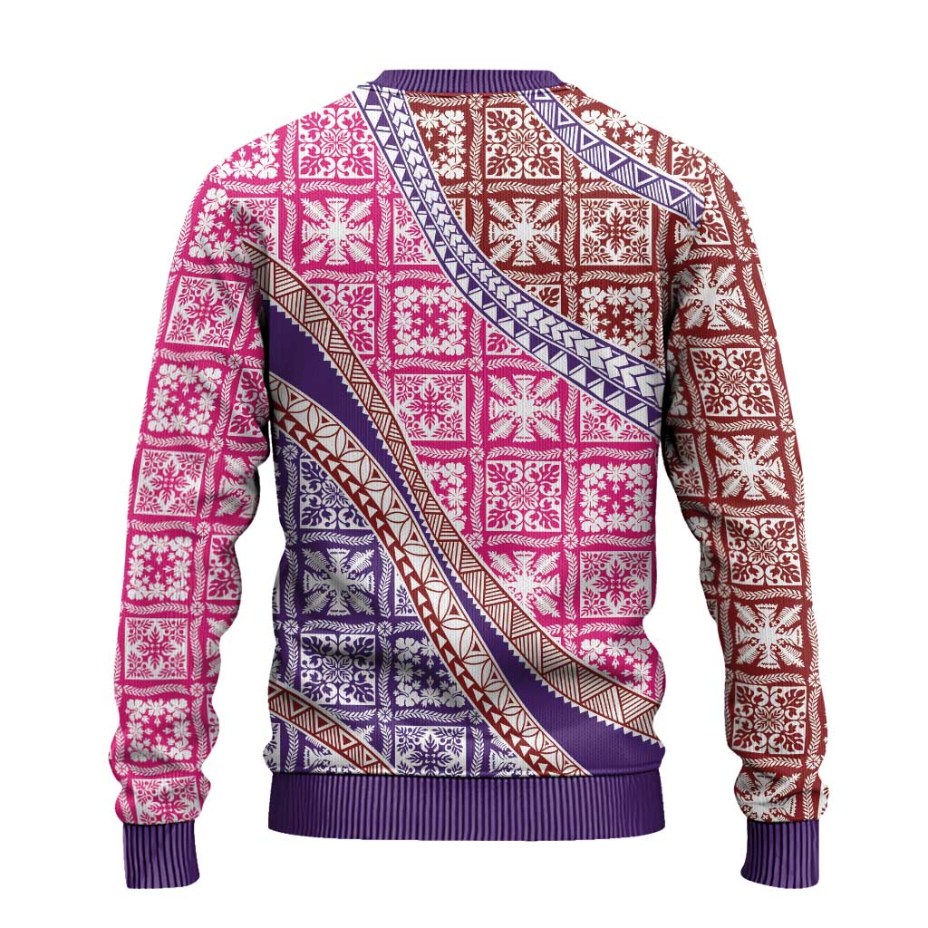 Hawaiian Quilt Pattern Ugly Christmas Sweater Sweet Color Mixed - Polynesian Pride