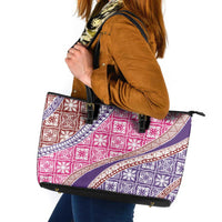 Hawaiian Quilt Pattern Leather Tote Bag Sweet Color Mixed LT01 Pink - Polynesian Pride