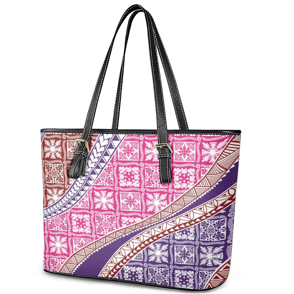 Hawaiian Quilt Pattern Leather Tote Bag Sweet Color Mixed LT01 - Polynesian Pride