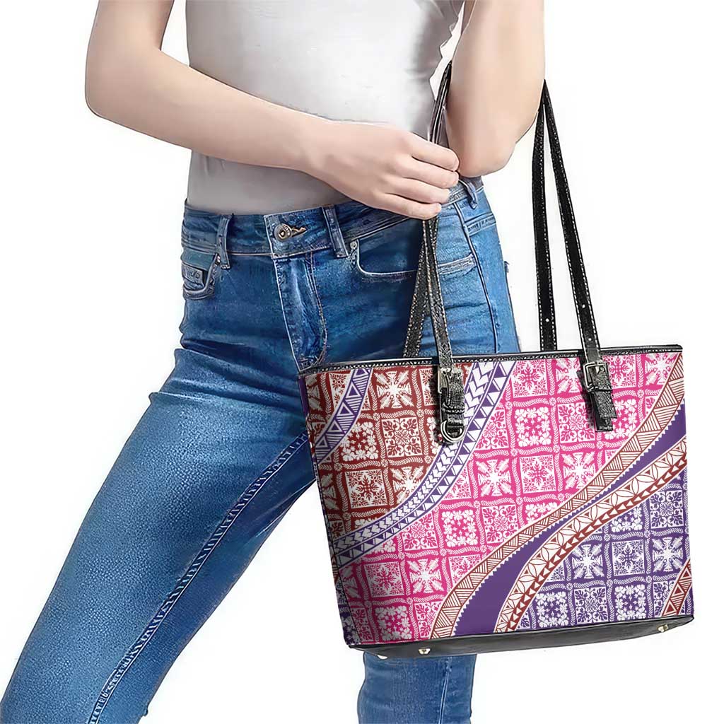 Hawaiian Quilt Pattern Leather Tote Bag Sweet Color Mixed LT01 - Polynesian Pride