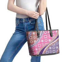 Hawaiian Quilt Pattern Leather Tote Bag Sweet Color Mixed LT01 - Polynesian Pride
