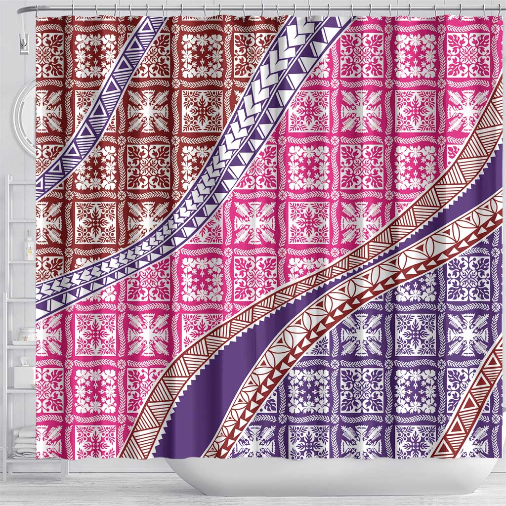Hawaiian Quilt Pattern Shower Curtain Sweet Color Mixed - Polynesian Pride