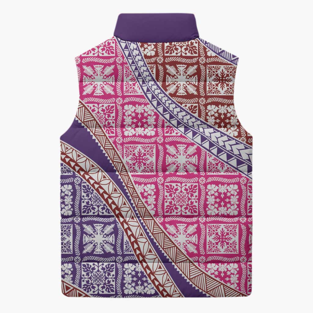 Hawaiian Quilt Pattern Sleeveless Puffer Jacket Sweet Color Mixed - Polynesian Pride