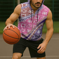 Hawaiian Quilt Pattern Sleeveless Zip Hoodie Sweet Color Mixed - Polynesian Pride