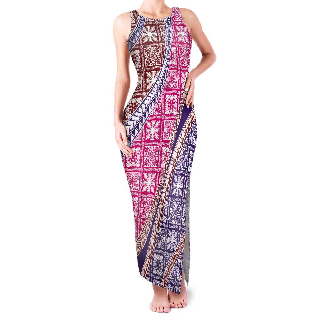 Hawaiian Quilt Pattern Tank Maxi Dress Sweet Color Mixed - Polynesian Pride