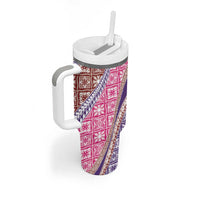 Hawaiian Quilt Pattern Tumbler With Handle Sweet Color Mixed - Polynesian Pride