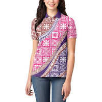 Hawaiian Quilt Pattern Women Polo Shirt Sweet Color Mixed - Polynesian Pride