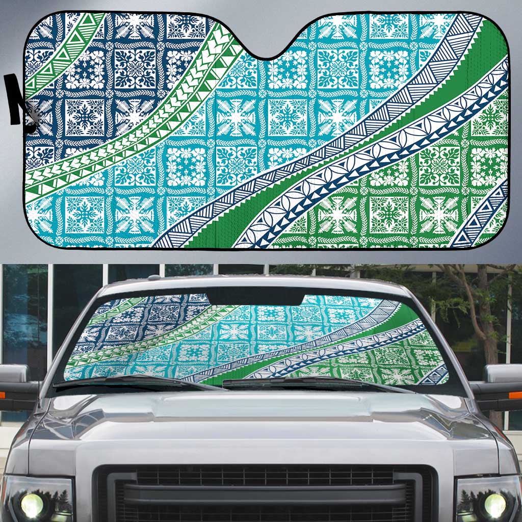 Hawaiian Quilt Pattern Auto Sun Shade Fresh Color Mixed - Polynesian Pride