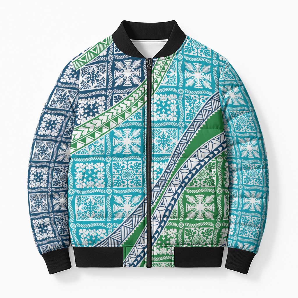Hawaiian Quilt Pattern Bomber Puffer Jacket Fresh Color Mixed - Polynesian Pride