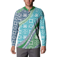 Hawaiian Quilt Pattern Button Sweatshirt Fresh Color Mixed - Polynesian Pride