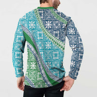 Hawaiian Quilt Pattern Button Sweatshirt Fresh Color Mixed - Polynesian Pride