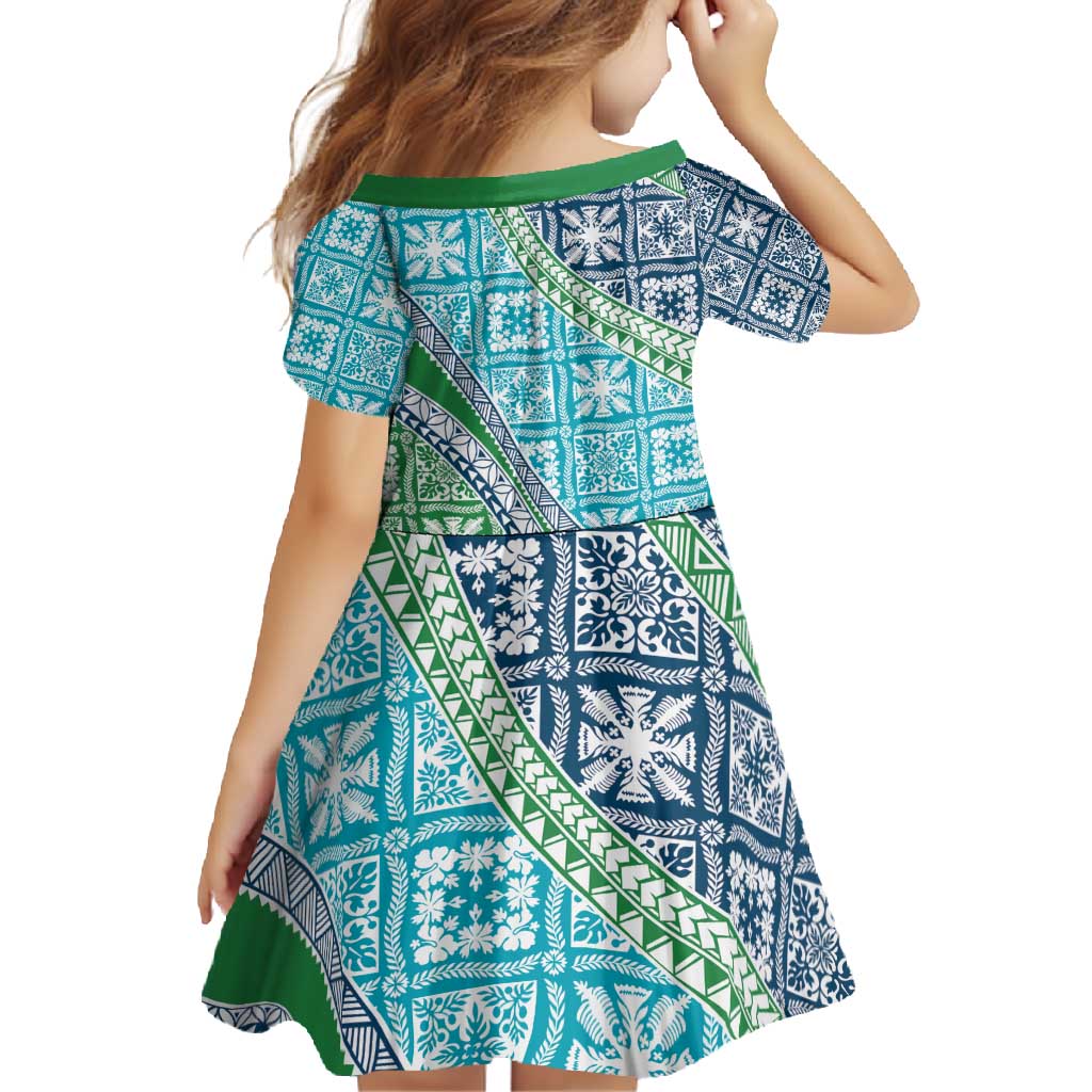 Hawaiian Quilt Pattern Family Matching Long Sleeve Bodycon Dress and Hawaiian Shirt Fresh Color Mixed - Polynesian Pride