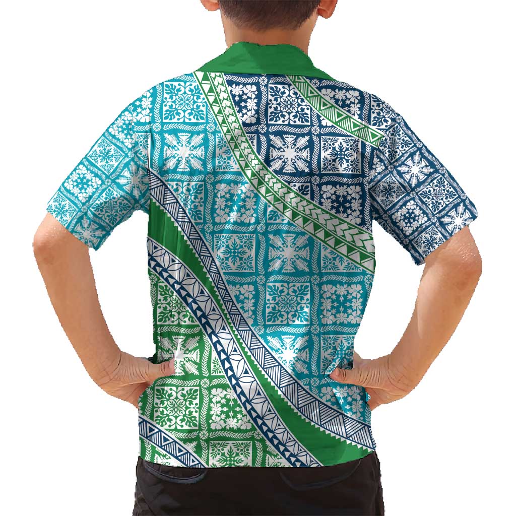Hawaiian Quilt Pattern Family Matching Puletasi and Hawaiian Shirt Fresh Color Mixed - Polynesian Pride