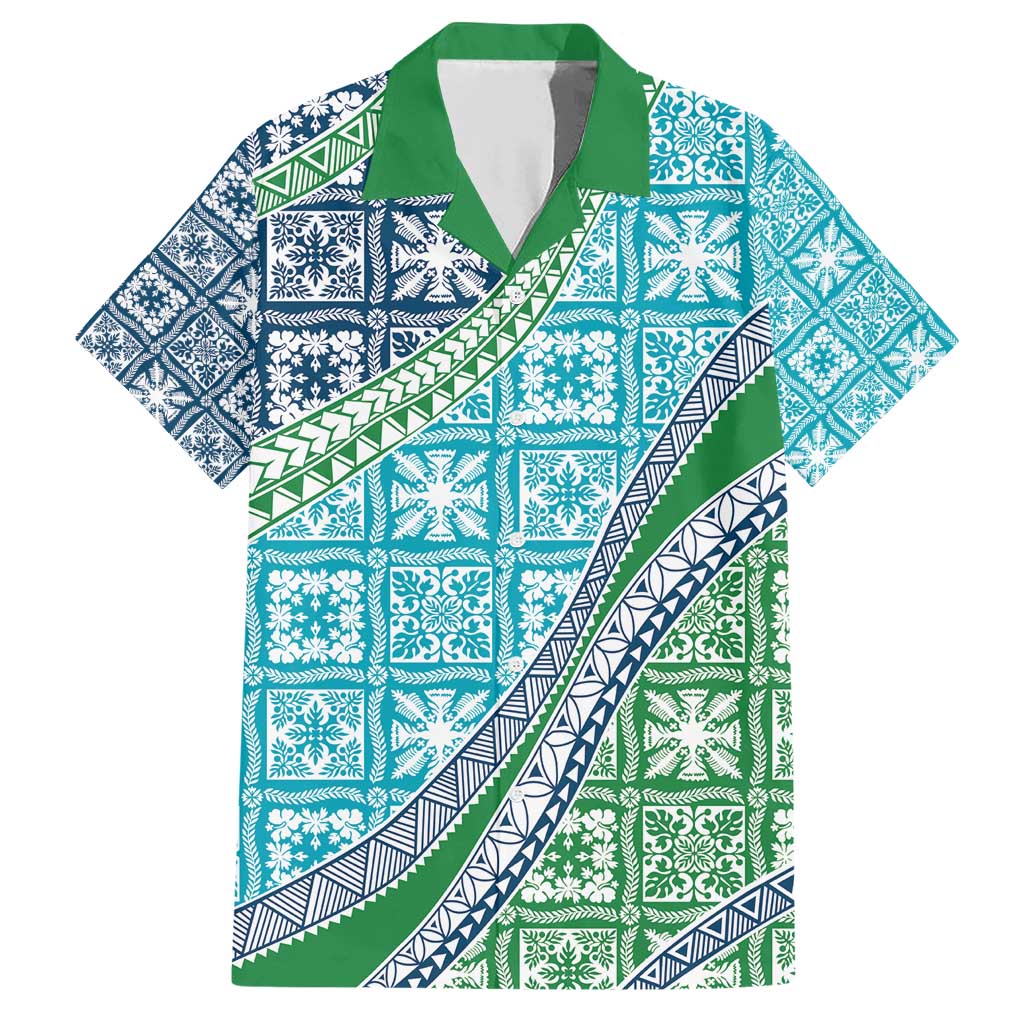 Hawaiian Quilt Pattern Family Matching Short Sleeve Bodycon Dress and Hawaiian Shirt Fresh Color Mixed - Polynesian Pride