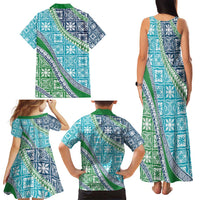 Hawaiian Quilt Pattern Family Matching Tank Maxi Dress and Hawaiian Shirt Fresh Color Mixed - Polynesian Pride