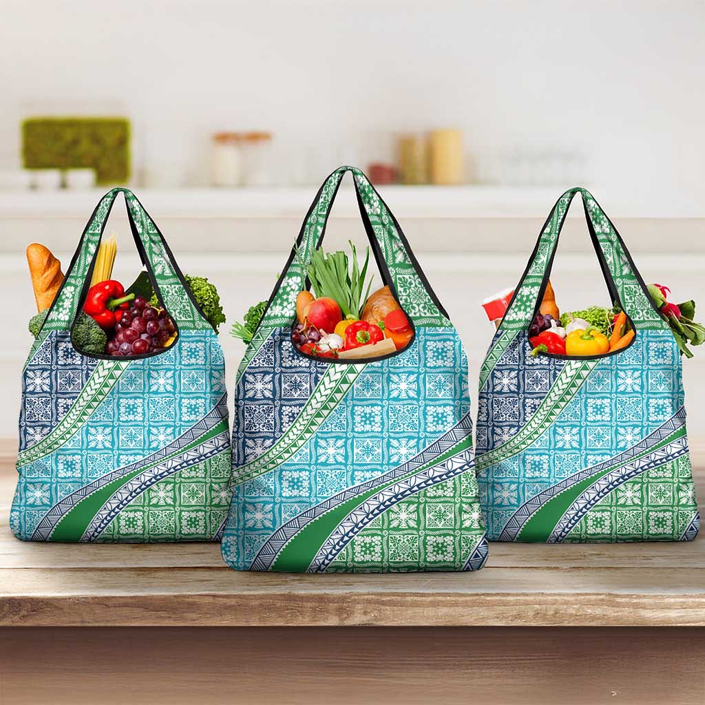 Hawaiian Quilt Pattern Grocery Bag Fresh Color Mixed LT01 3-pack One Size Green - Polynesian Pride