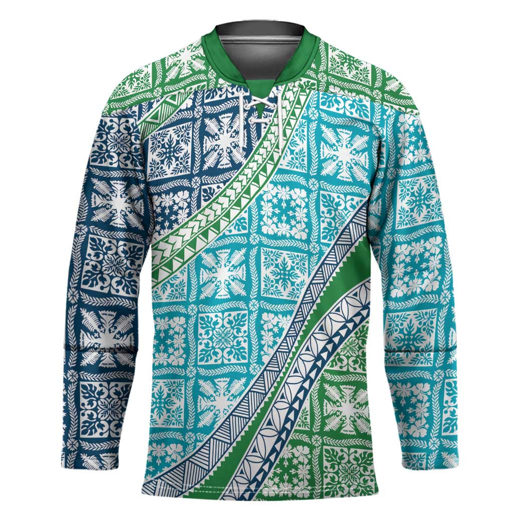 Hawaiian Quilt Pattern Hockey Jersey Fresh Color Mixed - Polynesian Pride