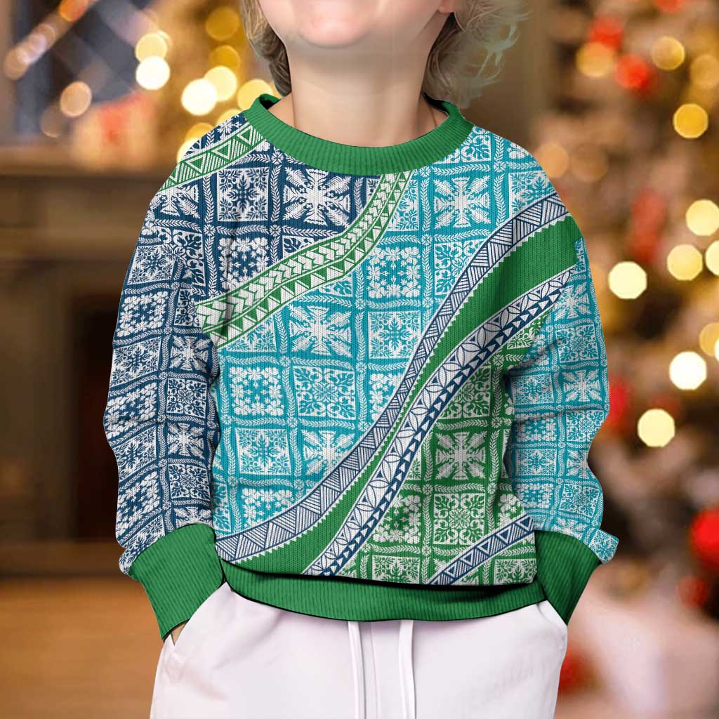 Hawaiian Quilt Pattern Kid Ugly Christmas Sweater Fresh Color Mixed - Polynesian Pride