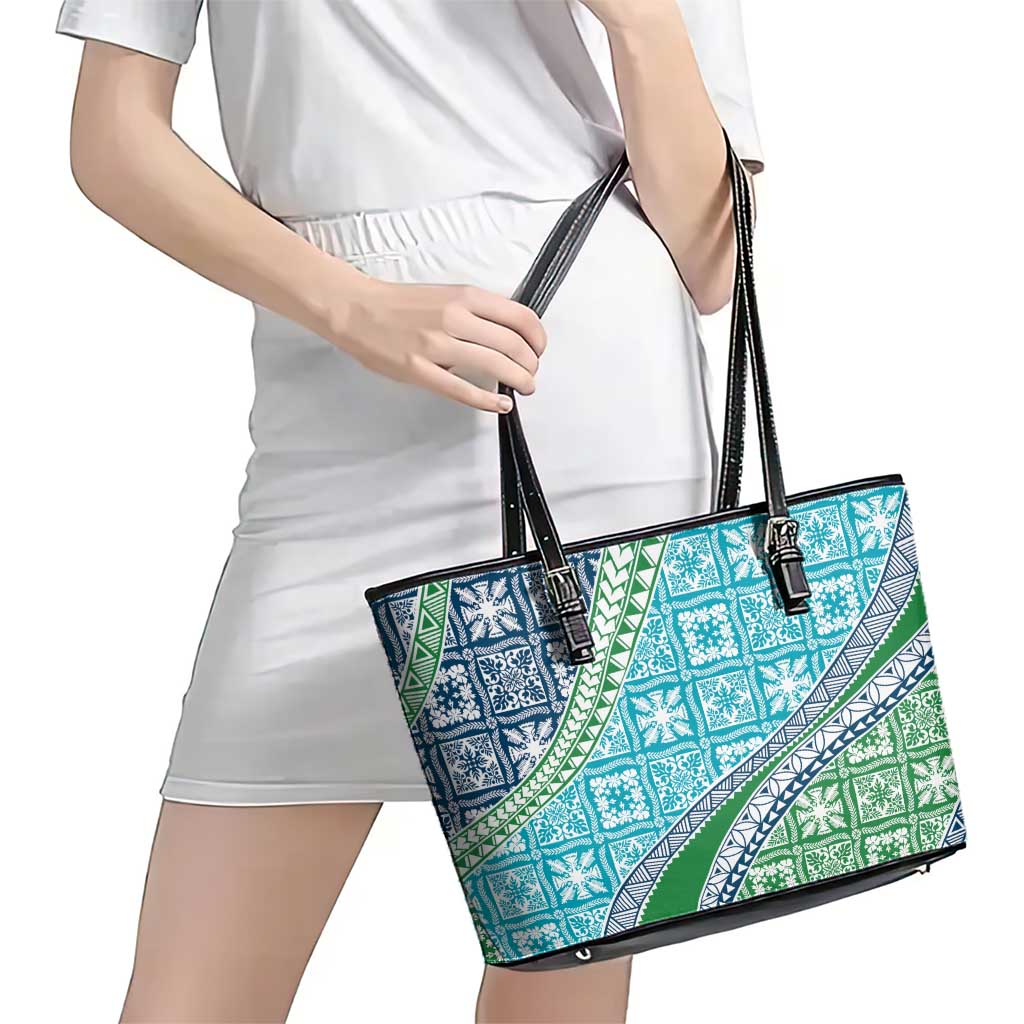 Hawaiian Quilt Pattern Leather Tote Bag Fresh Color Mixed LT01 - Polynesian Pride