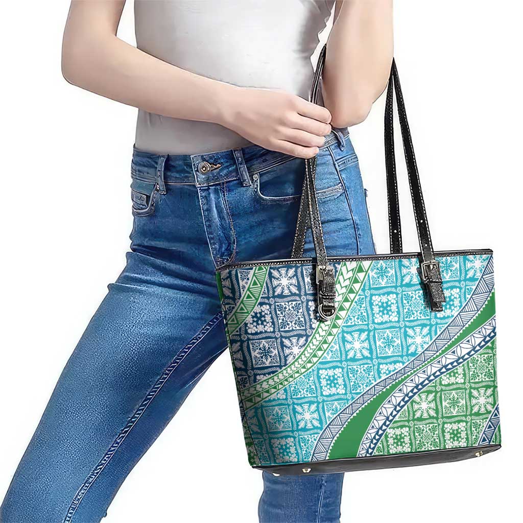 Hawaiian Quilt Pattern Leather Tote Bag Fresh Color Mixed LT01 - Polynesian Pride
