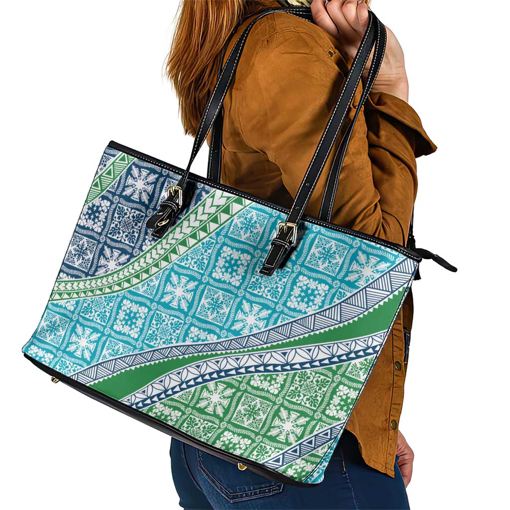 Hawaiian Quilt Pattern Leather Tote Bag Fresh Color Mixed LT01 - Polynesian Pride