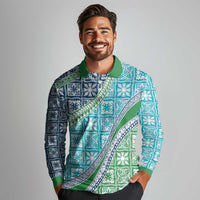 Hawaiian Quilt Pattern Long Sleeve Polo Shirt Fresh Color Mixed - Polynesian Pride