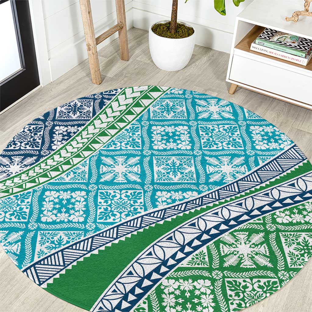 Hawaiian Quilt Pattern Round Carpet Fresh Color Mixed - Polynesian Pride