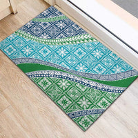 Hawaiian Quilt Pattern Rubber Doormat Fresh Color Mixed - Polynesian Pride