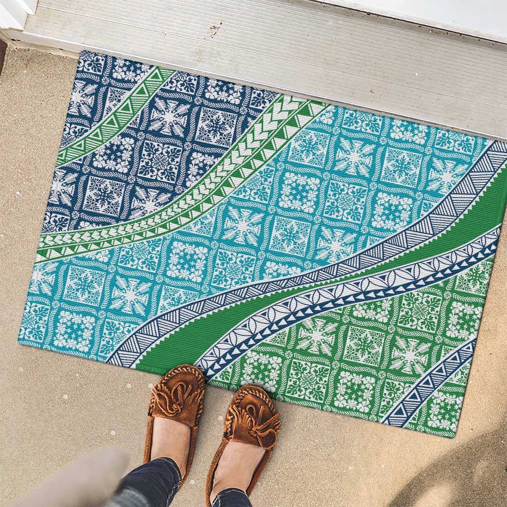 Hawaiian Quilt Pattern Rubber Doormat Fresh Color Mixed - Polynesian Pride