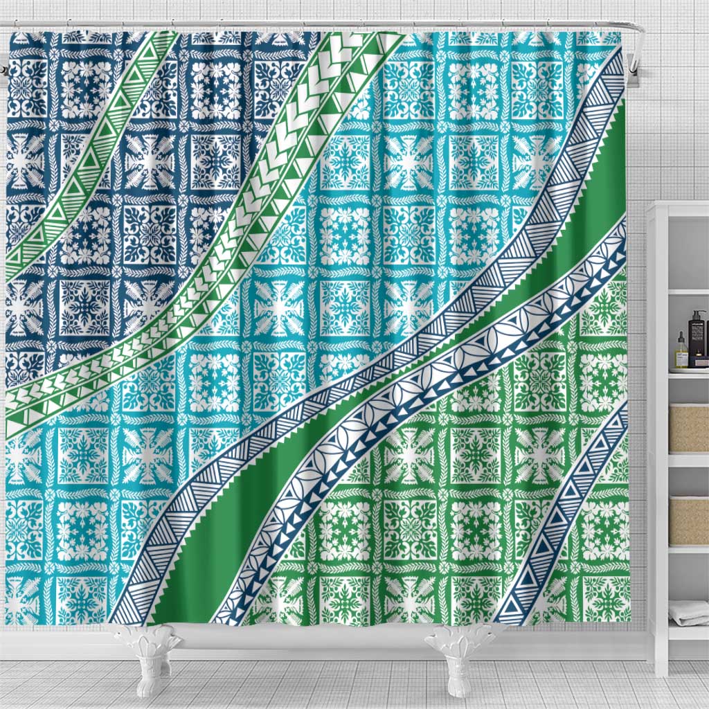 Hawaiian Quilt Pattern Shower Curtain Fresh Color Mixed - Polynesian Pride