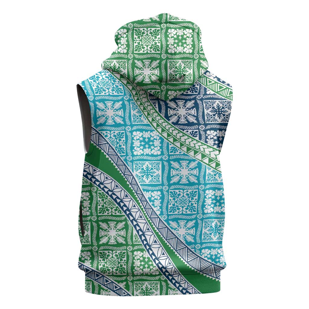 Hawaiian Quilt Pattern Sleeveless Zip Hoodie Fresh Color Mixed - Polynesian Pride