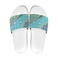 Hawaiian Quilt Pattern Slide Sandals Fresh Color Mixed LT01 Green - Polynesian Pride