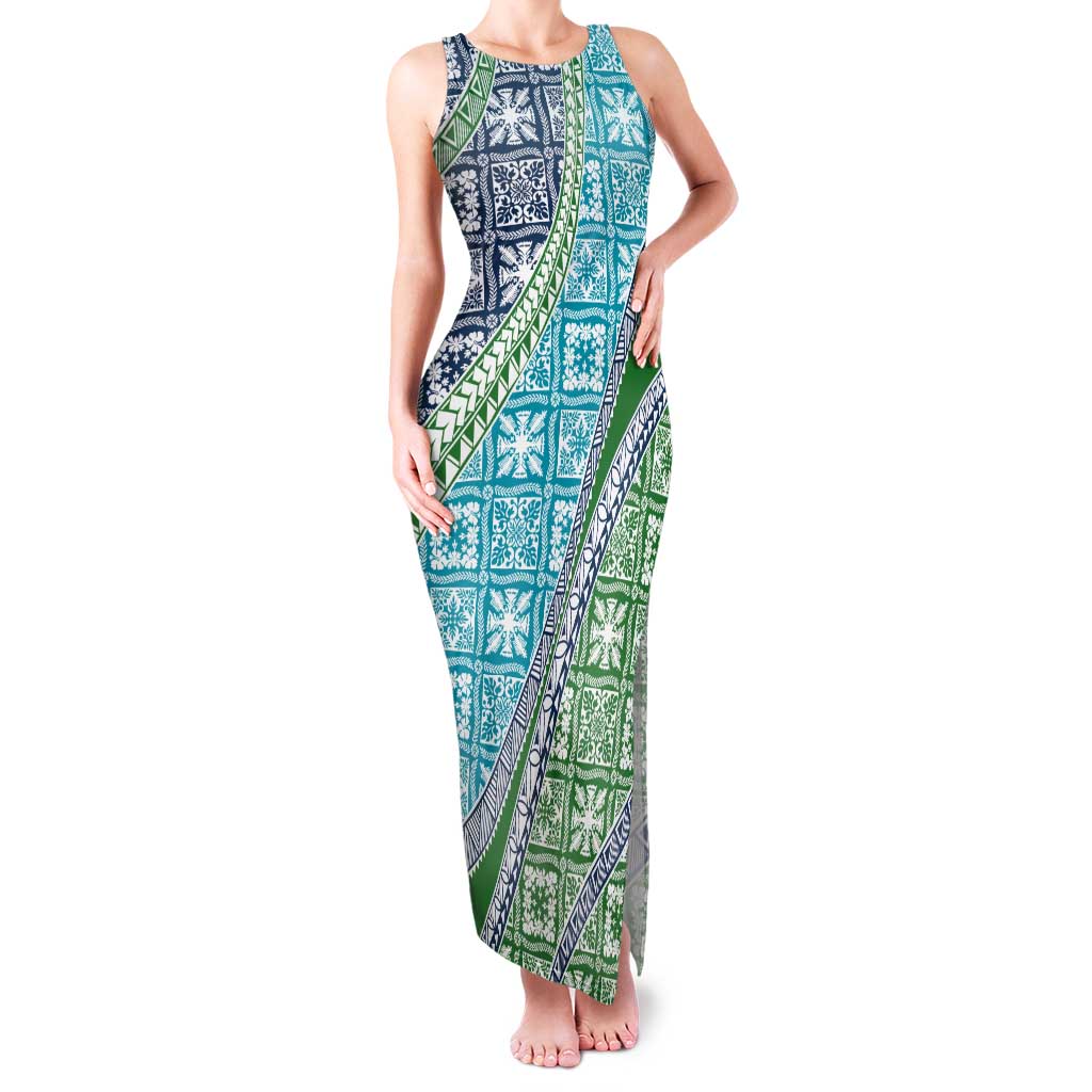 Hawaiian Quilt Pattern Tank Maxi Dress Fresh Color Mixed - Polynesian Pride
