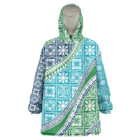 Hawaiian Quilt Pattern Wearable Blanket Hoodie Fresh Color Mixed - Polynesian Pride