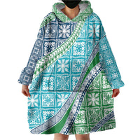 Hawaiian Quilt Pattern Wearable Blanket Hoodie Fresh Color Mixed - Polynesian Pride