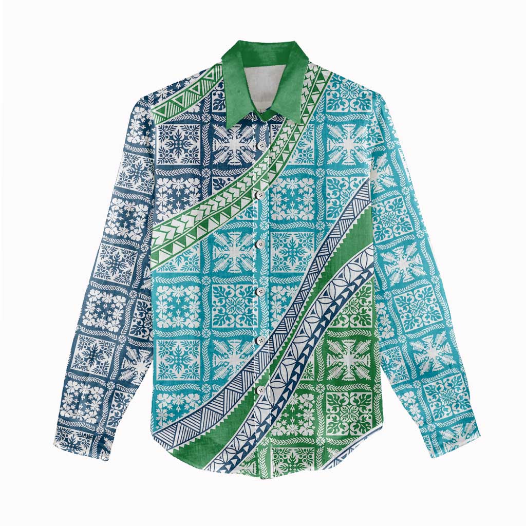 Hawaiian Quilt Pattern Women Casual Shirt Fresh Color Mixed - Polynesian Pride