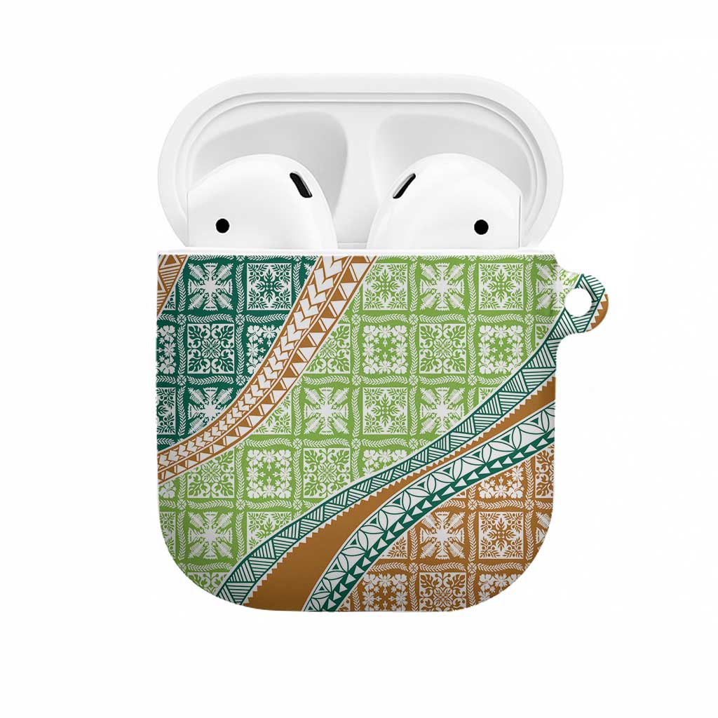 Hawaiian Quilt Pattern AirPods Case Green Chestnut Color Mixed LT01 Green - Polynesian Pride