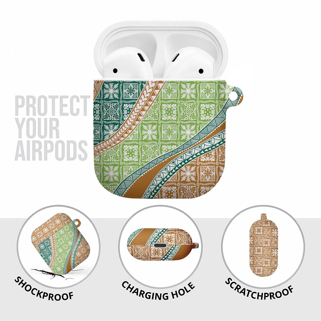 Hawaiian Quilt Pattern AirPods Case Green Chestnut Color Mixed LT01 - Polynesian Pride