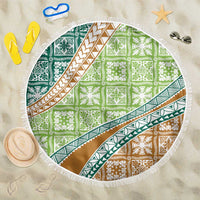 Hawaiian Quilt Pattern Beach Blanket Green Chestnut Color Mixed LT01 One Size 150cm Green - Polynesian Pride