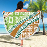 Hawaiian Quilt Pattern Beach Blanket Green Chestnut Color Mixed LT01 - Polynesian Pride