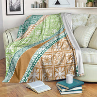 Hawaiian Quilt Pattern Blanket Green Chestnut Color Mixed LT01 Green - Polynesian Pride