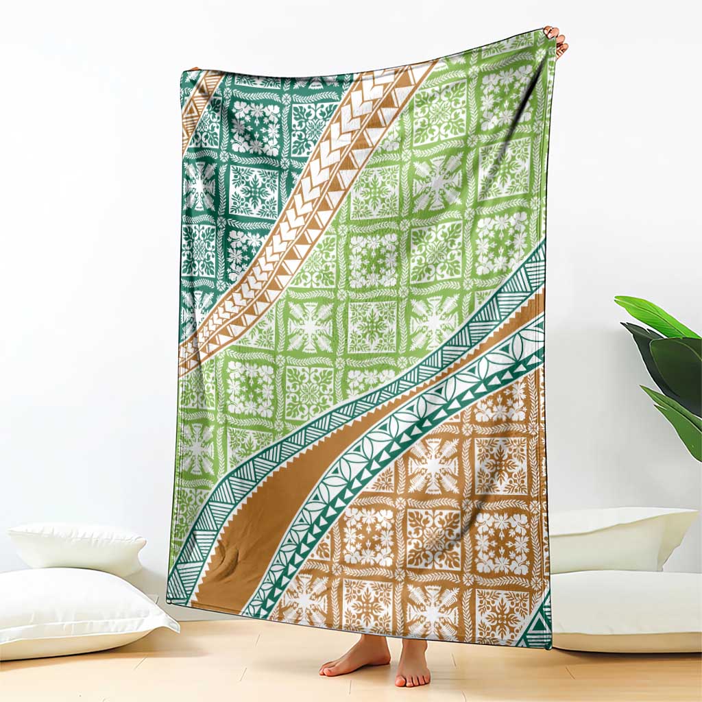 Hawaiian Quilt Pattern Blanket Green Chestnut Color Mixed LT01 - Polynesian Pride