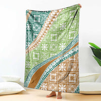Hawaiian Quilt Pattern Blanket Green Chestnut Color Mixed LT01 - Polynesian Pride