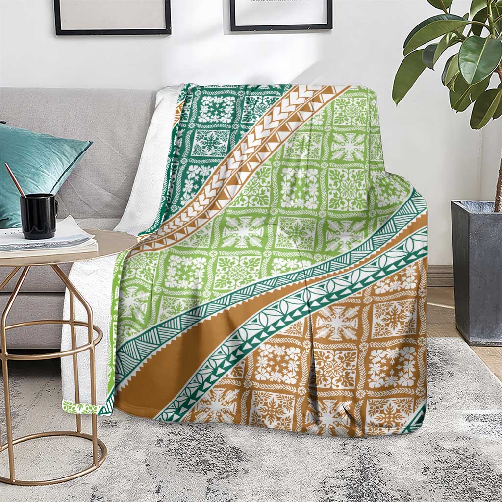 Hawaiian Quilt Pattern Blanket Green Chestnut Color Mixed LT01 - Polynesian Pride