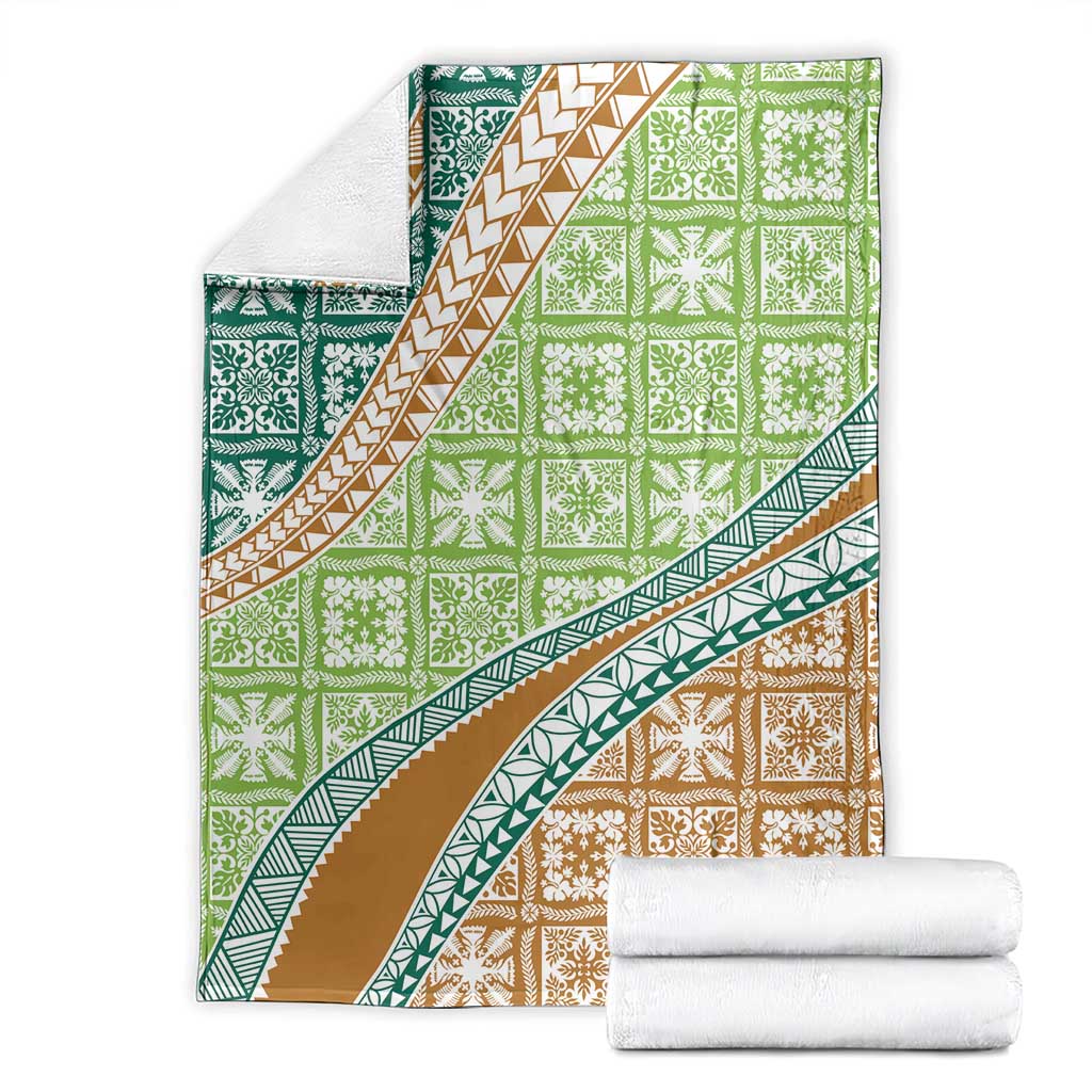 Hawaiian Quilt Pattern Blanket Green Chestnut Color Mixed LT01 - Polynesian Pride