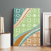 Hawaiian Quilt Pattern Canvas Wall Art Green Chestnut Color Mixed LT01 - Polynesian Pride